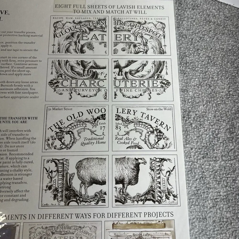 IOD COTSWOLDS Transfer NEW Iron Orchid Designs Pig Sheep Black/White